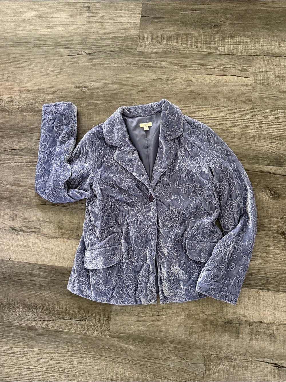 J. Jill Lavender Embroidered Velvet Blazer Small